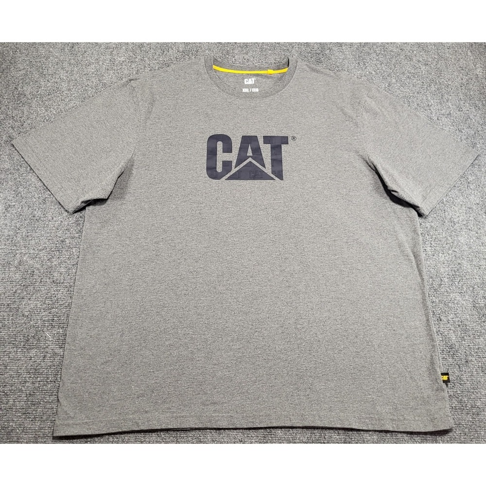 CAT Construction Men's Gray Spellout Logo Workwear Relaxed Fit T-Shirt Size 2XL